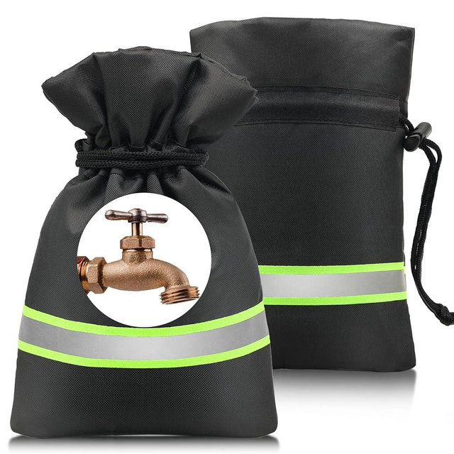 Outdoor Faucet Covers for Winter Freeze Protection, 2 Pack 9" H x 5.9" W Outside Hose Bib Covers for Winter, Thickened Reflective Pipe Wrap Insulation Socks with 420D Waterproof Oxford Fabric