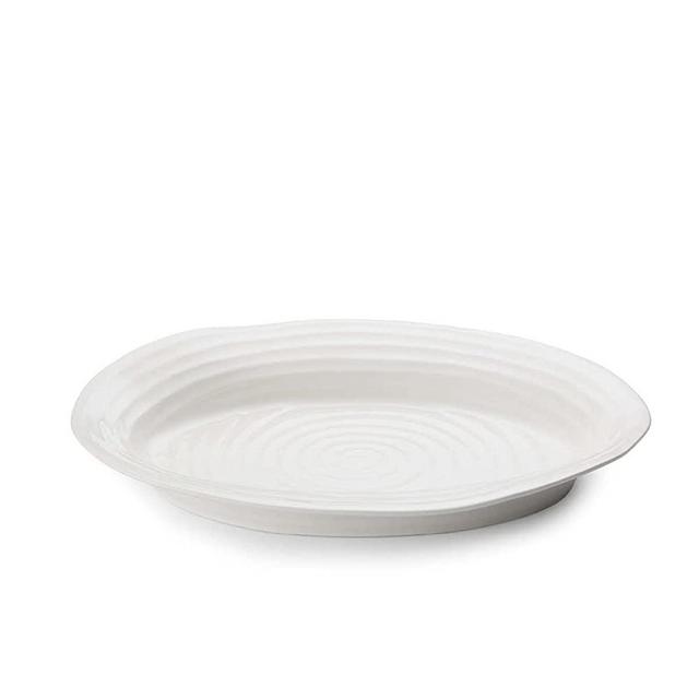 Portmeirion Sophie Conran White Medium Oval Platter | Porcelain Serving Tray for Appetizers, Snacks, and Sandwiches | 14.5 x 12 Inch | Dishwasher and Microwave Safe