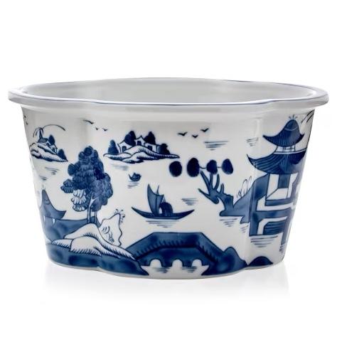 BLUE CANTON FOUR LOBED CACHEPOT