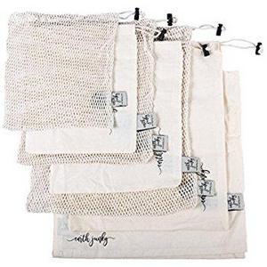The Original Eco Friendly See Through Washable and Reusable Produce Bags - Soft Premium Lightweight Nylon Mesh Large - 12x14in - Set of 5 (Red, Yellow, Green, Blue, Purple) | By Naturally Sensible