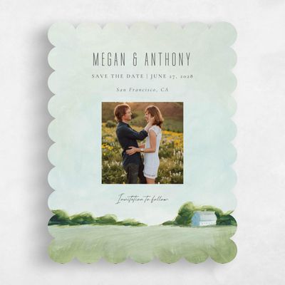 Green Scalloped Wedding Save the Date - Whitaker Photo