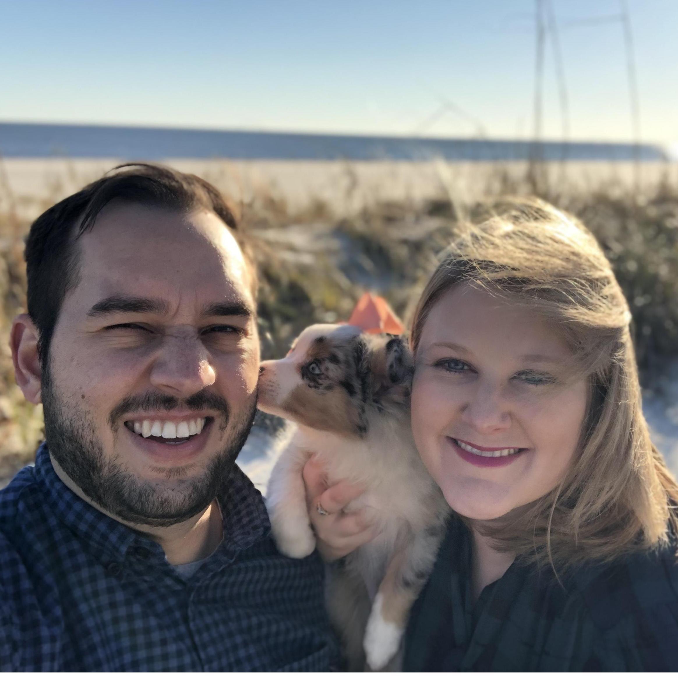 Christmas at the beach with our pup Harley!