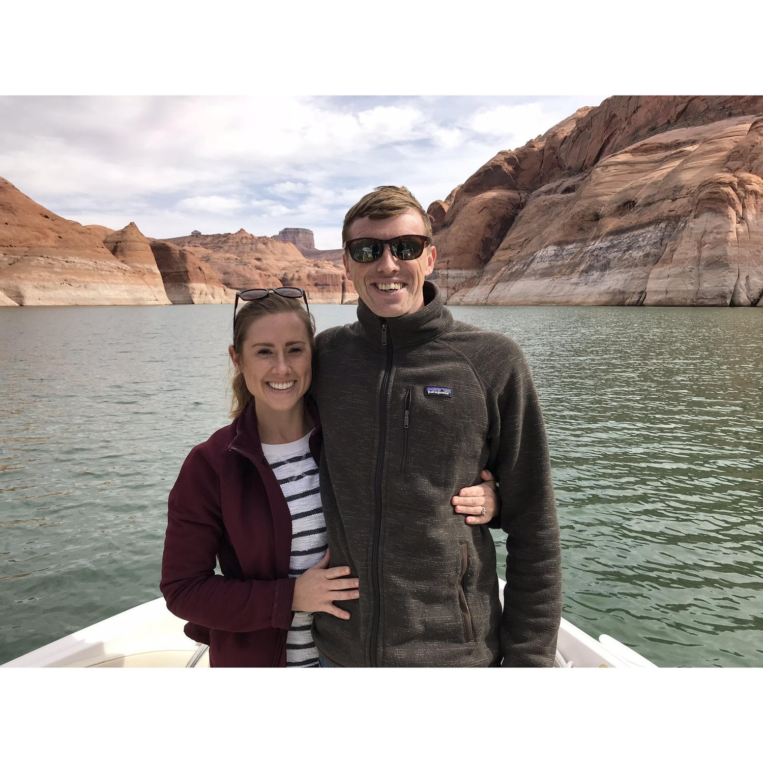 Boating around by Antelope Canyon - the day Lauren learned how to drive a boat!