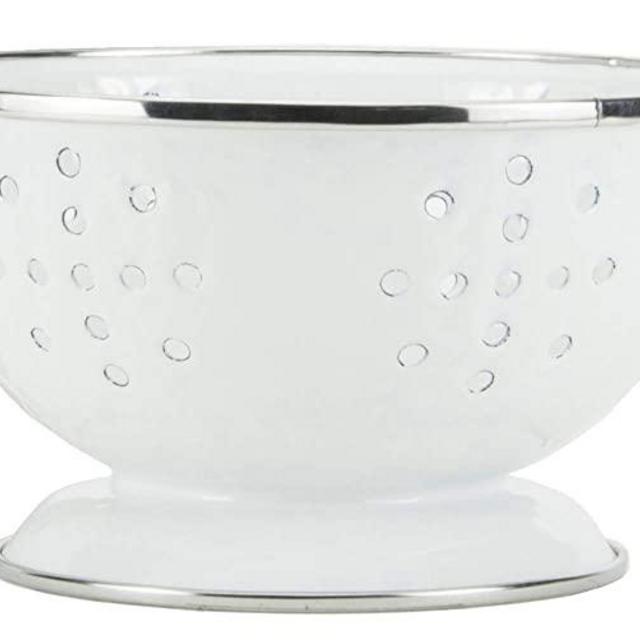 Golden Rabbit Enamelware - White on White Texture Pattern - Petite Colander
