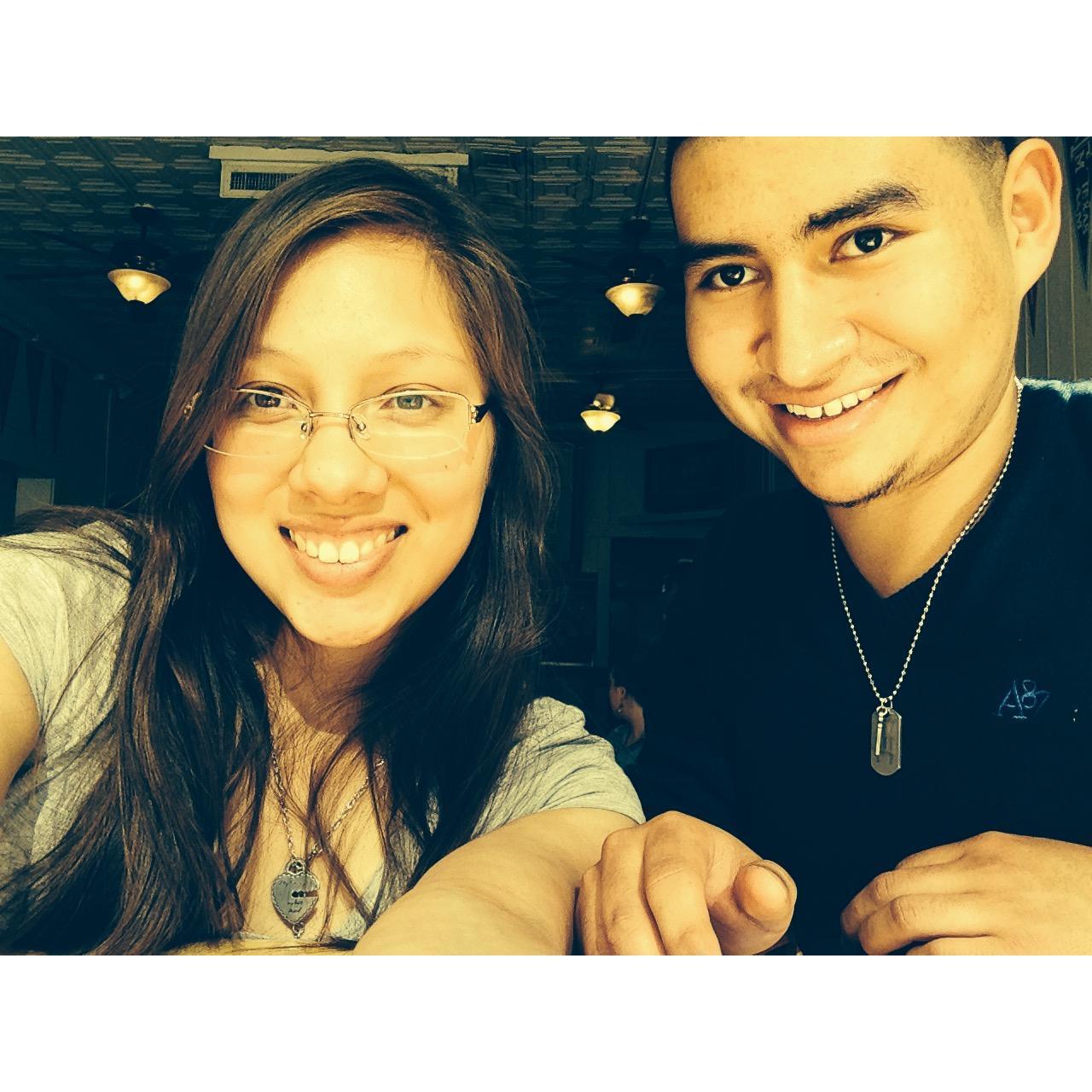 At our favorite burger joint, April 2014.