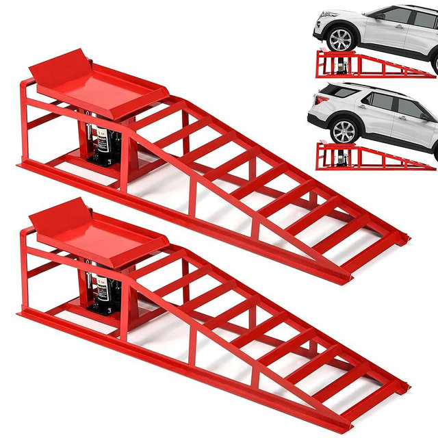 2PCS 5T 11060lbs Hydraulic Car Ramps, Heavy Duty Hydraulic Vehicle Ramps Lift Ramp, Portable Car Ramps for Oil Changes, Car Lifts for Home Garage, Vehicle Auto Garage Repair, Mens Gifts Ideas