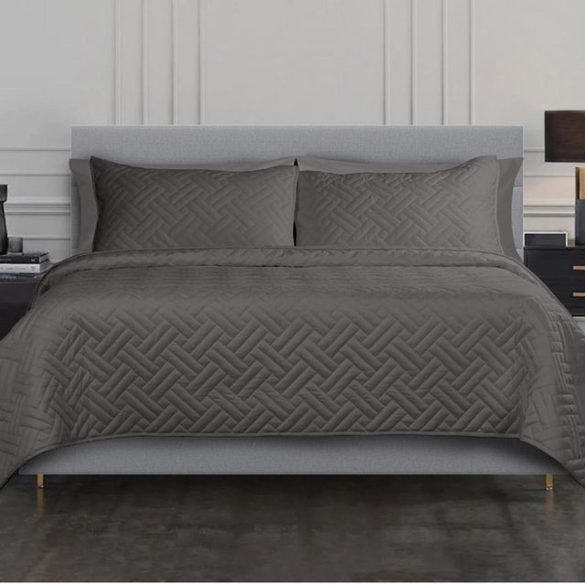 Hotelier Quilted Coverlet Set - Dark Gray, FULL/QUEEN