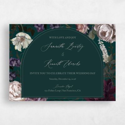 Green Floral Wedding Invitation - Mystic Landscape