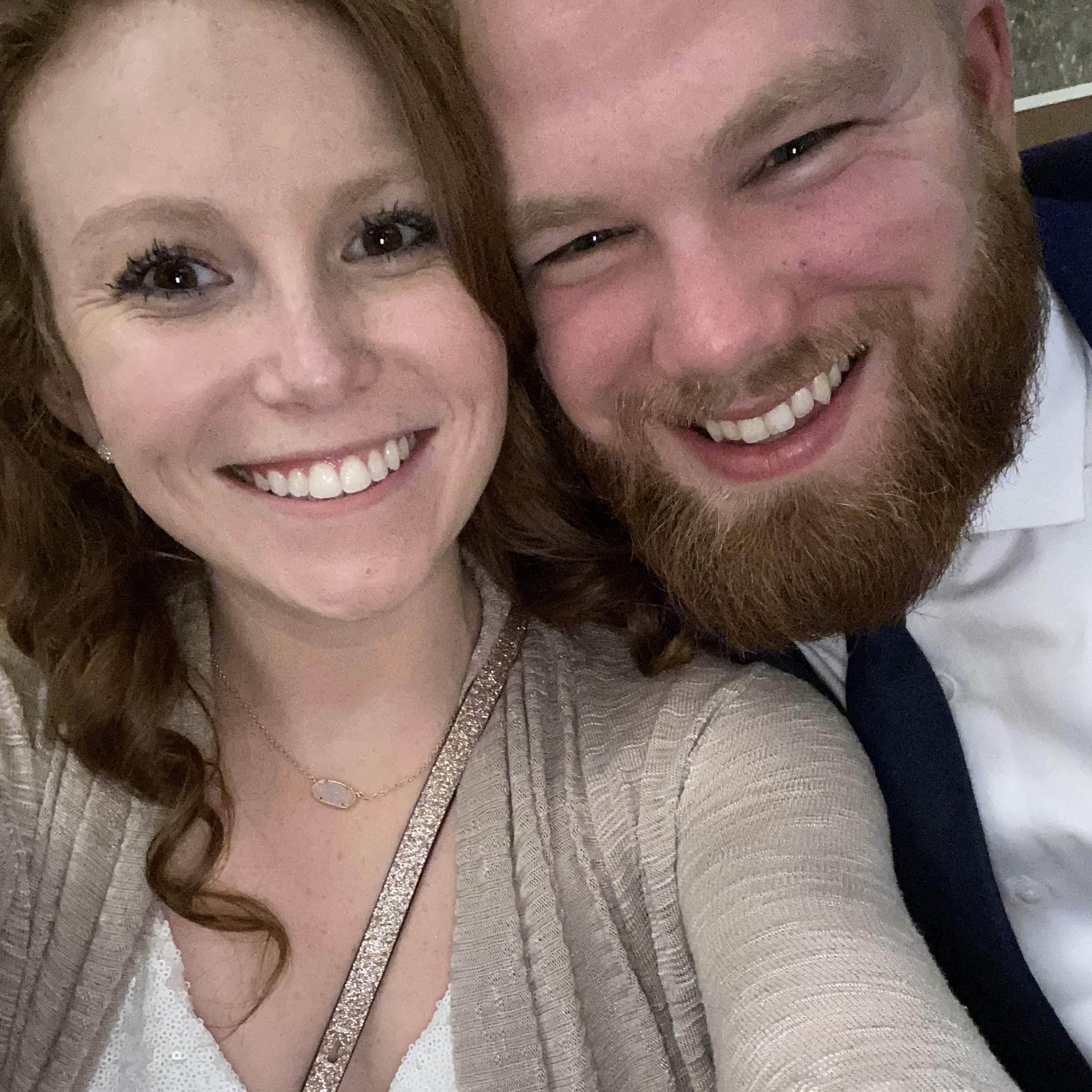 Our first photo together, New Years with Friends!