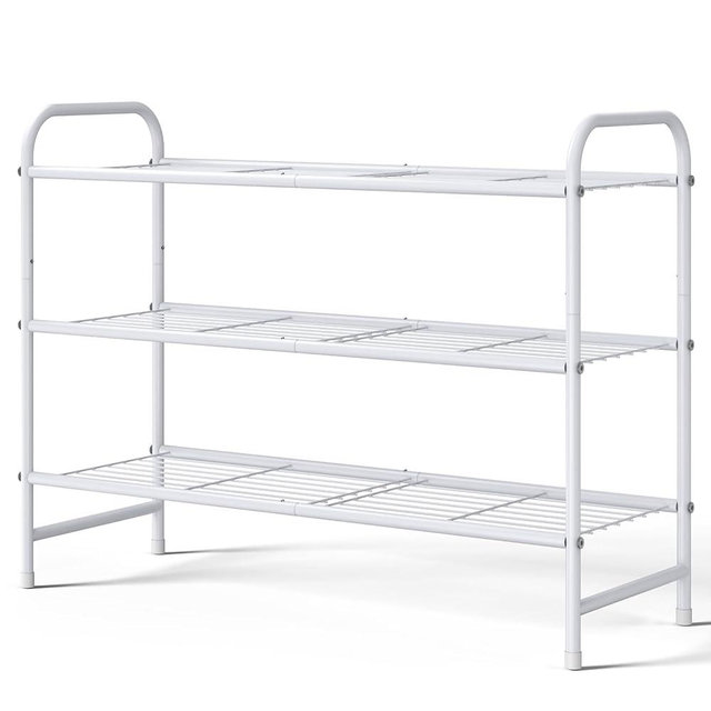 Kitsure Shoe Rack - Stainless Steel Shoe Organizer, Sturdy Shoe Rack for Closet and Front Door Entrance, Free Standing Shoe Shelf, Closet Organizers and Storage, White