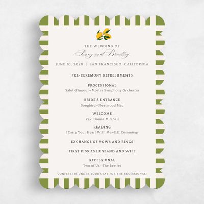 Green Scalloped Wedding Program - Limone