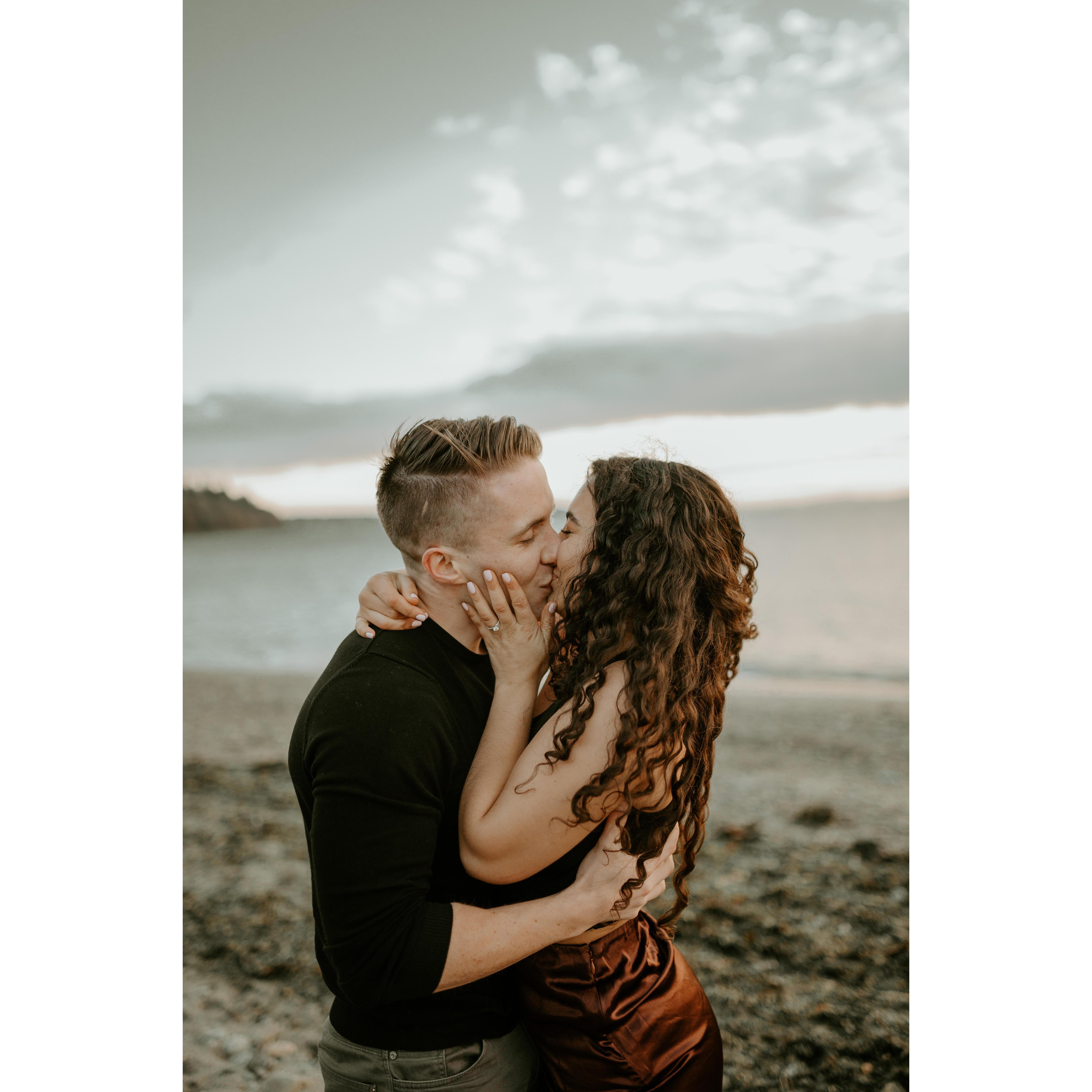 We got engaged at Richmond Beach Park! Eli planned a huge surprise...photographer included! This was also at the beach we had our first date and first kiss! / Credit: Oshen Davidson