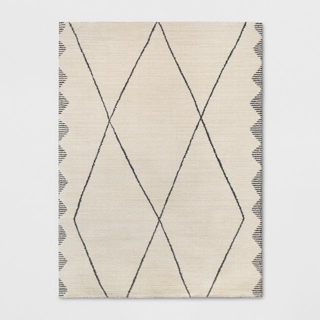 9'2"X12' Glacier Diamond Woven Area Rug Cream - Project 62™