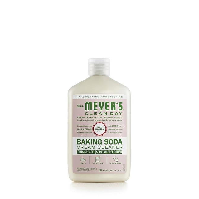 MRS. MEYER'S CLEAN DAY Baking Soda Cream Cleaner, Cuts Grease, Scratch-Free Polish, Plant-Derived Cleaning Ingredients, Apple Blossom, 16 Fl Oz, Pack of 1