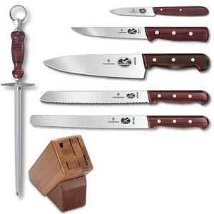 Victorinox 7-Piece Knife Set with Block, Rosewood Handles