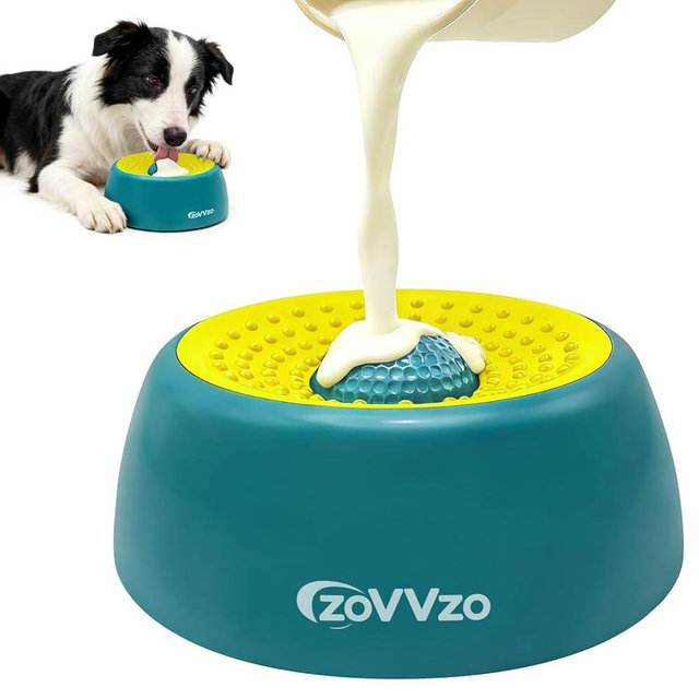 Rolling Ball Dog Lick Bowl, Slow Feeder Dog Bowls, Non-Slip Design, Interactive Dog Licking Toy & Dog Enrichment Toys, Dog Lick Ball Bowl for Wet Food, Yogurt, Bone Broth, Nutrient Solution (Green)