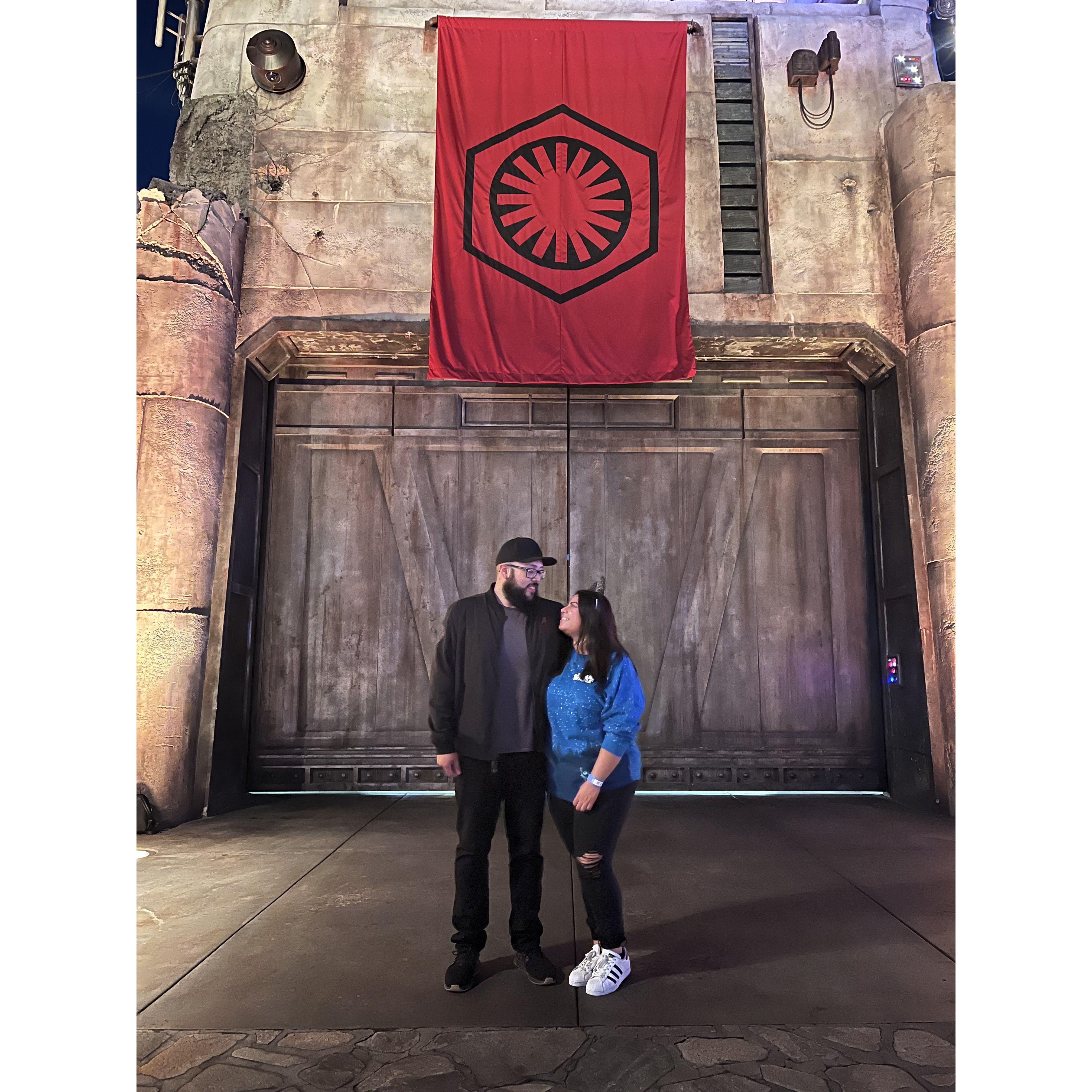 Star Wars night: Every time we go to Disneyland, we always take a picture here!