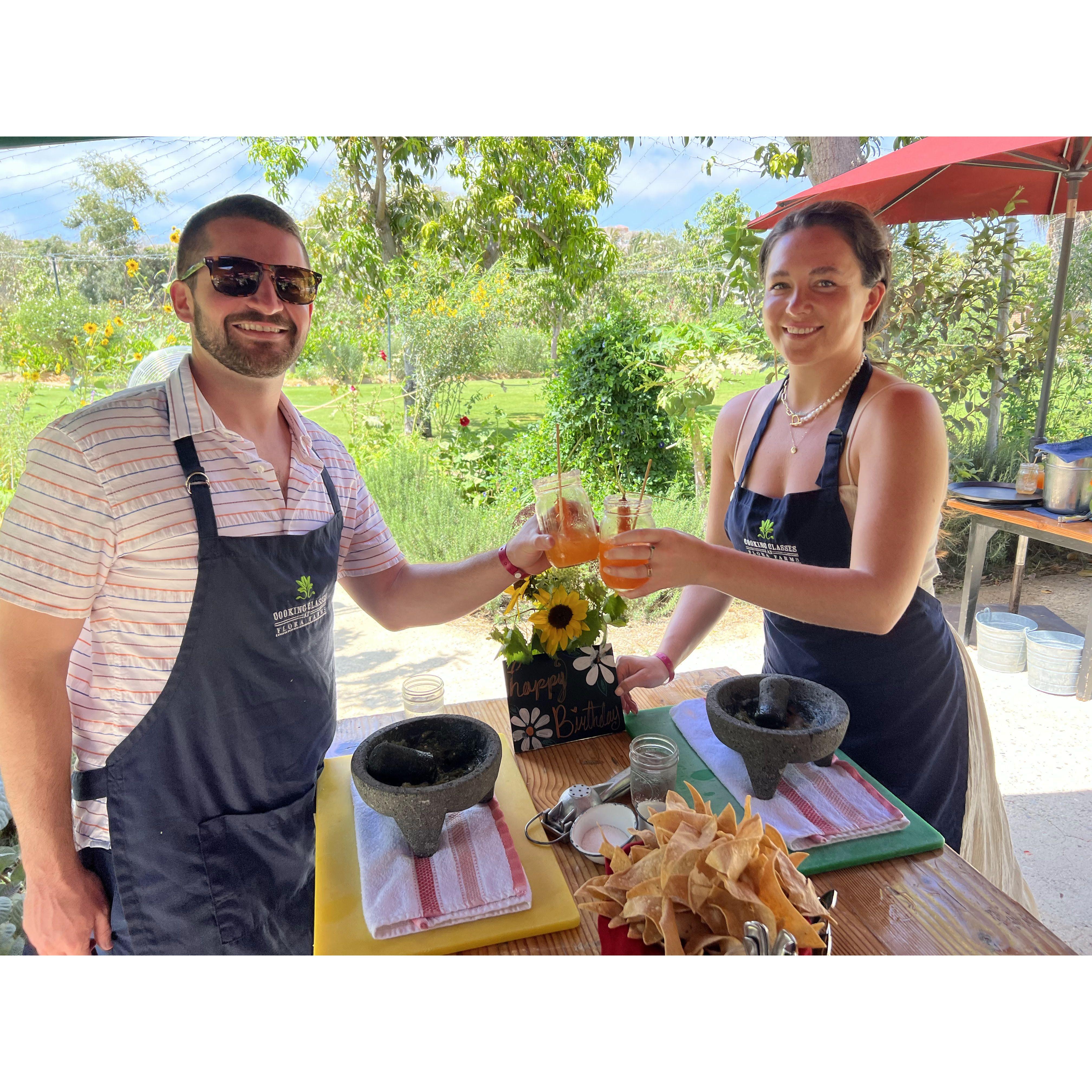 Cooking class at Flora Farms in Cabo, Mexico for Madison's birthday!