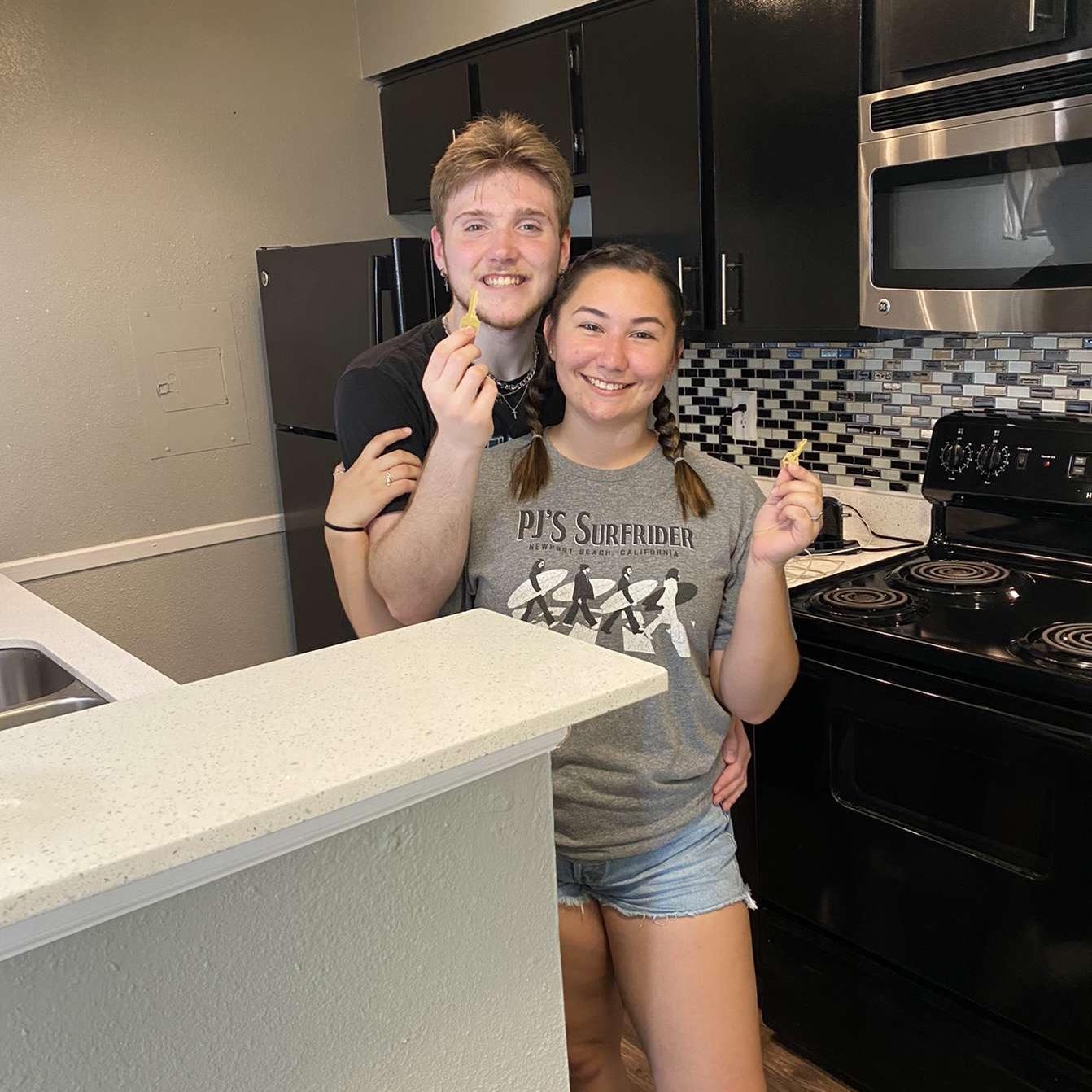 Getting the keys to our first apartment together!