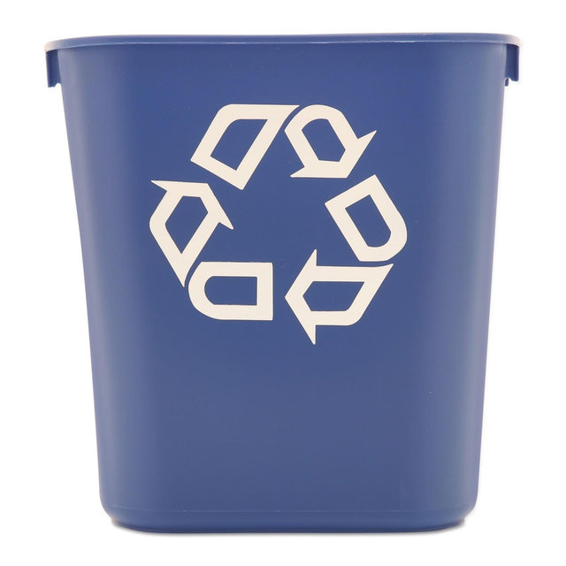 Rubbermaid Commercial Small Deskside Recycling Container Rectangular Plastic 13.625qt Blue 295573BE