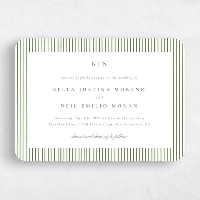 Green Rounded Wedding Invitation - Rodez Landscape