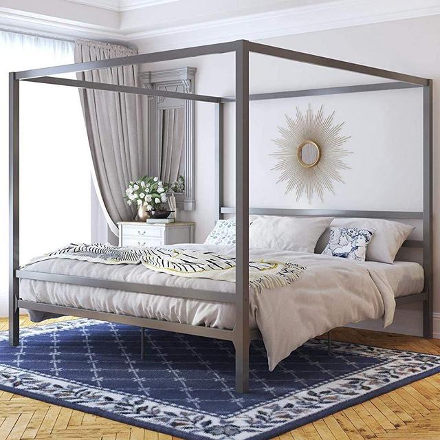 DHP 4073449 Modern Canopy Gunmetal Grey Metal, King Loft Bed, Gray