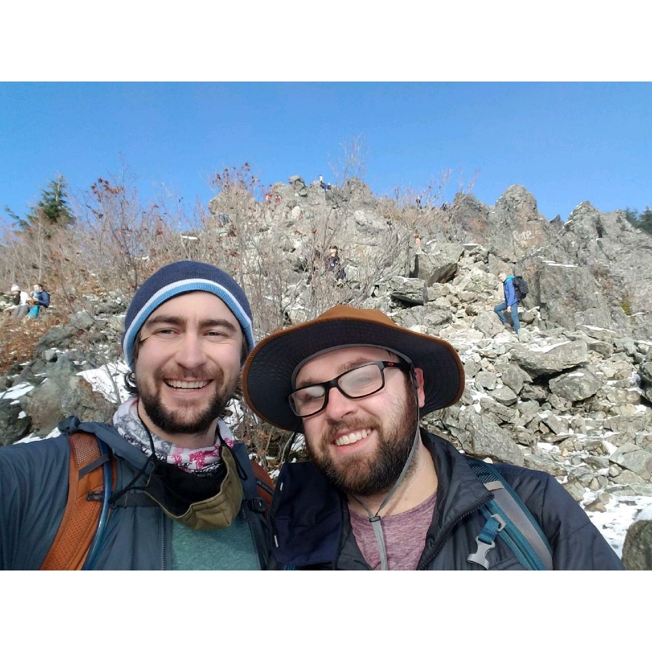Mount Si Summit, about an hour before Beau broke his knee on the downhill. Sean was a treasure and helped him limp to safety.