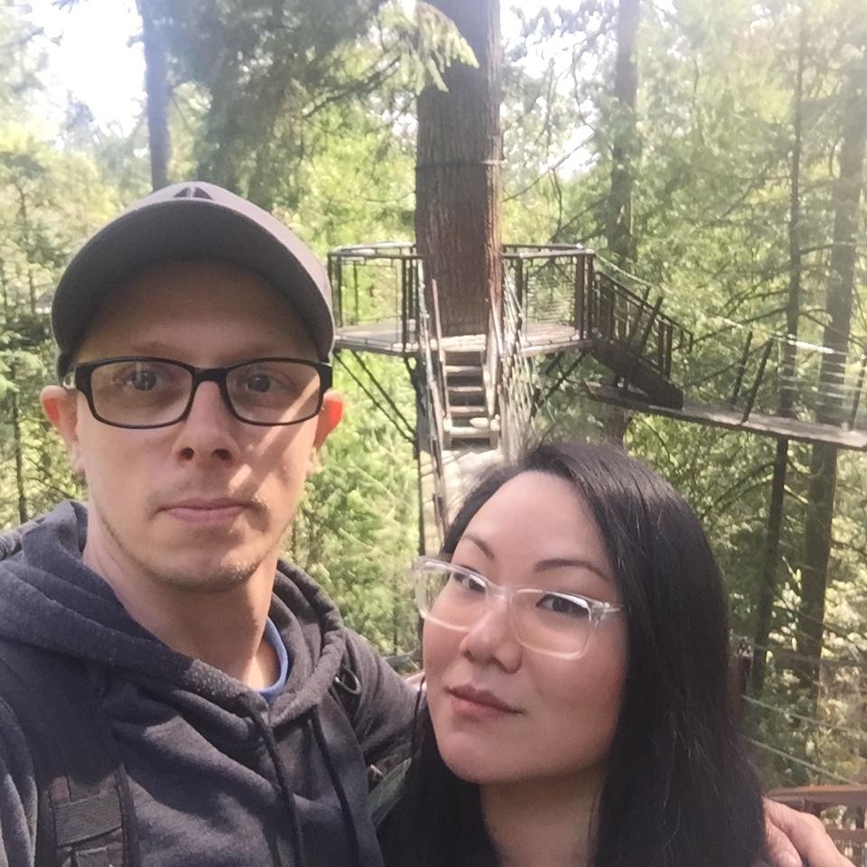 At Capilano Suspension Bridge Park, outside of Vancouver, BC in Canada. April 2019.