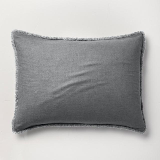 King Heavyweight Linen Blend Pillow Sham Dark Gray - Casaluna™