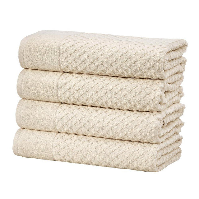 Great Bay Home Taupe Bath Towels - 100% Cotton 4 Pack 54x27 Bath Towel Set - Absorbent, Durable, Quick-Dry Towels for Bathroom (Oatmeal)
