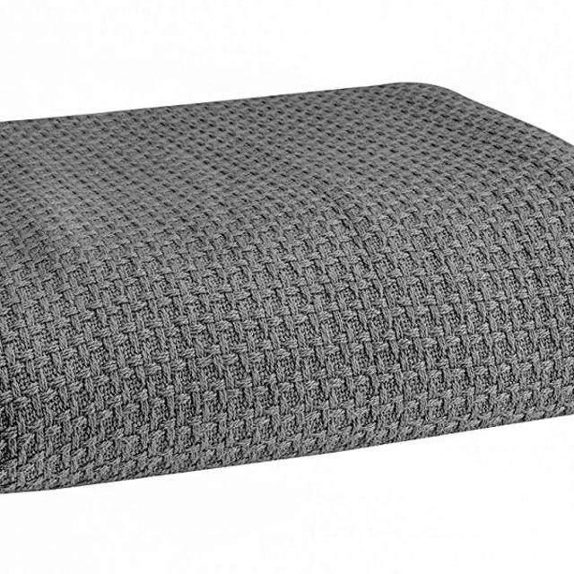 Elvana Home 100% Cotton Bed Blanket, Breathable Bed Blanket Twin Size, Cotton Thermal Blankets Twin, Perfect for Layering Any Bed for All Season, Charcoal Grey