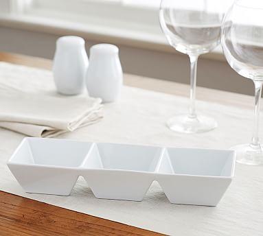 Great White Square Divided 3 Section Condiment