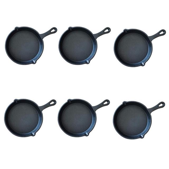 HAWOK Cast Iron Miniture Skillet, mini server, Balck Round Mini pan DIA 5.3inch Pack of 6