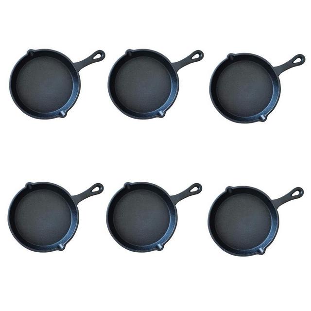 HAWOK Cast Iron Miniture Skillet, mini server, Balck Round Mini pan DIA  5.3inch Pack of 6