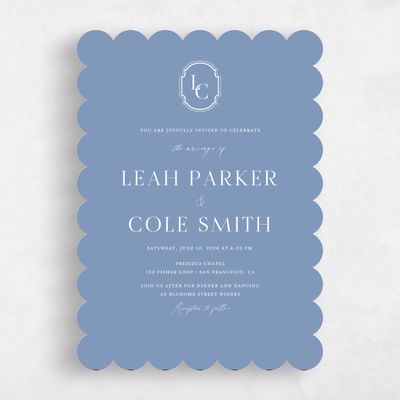 Blue Scalloped Wedding Invitation - Alpino Classic