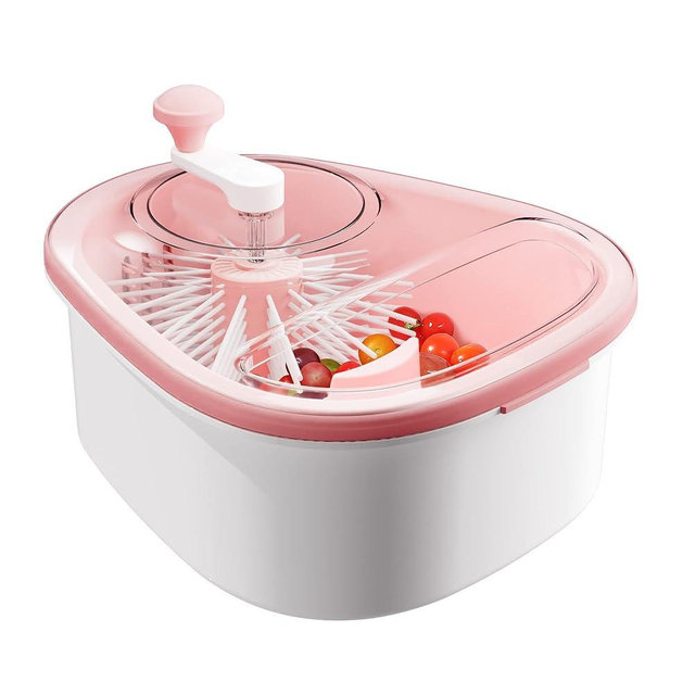 JOYMOOP Fruit Washer and Spinner with Brush, Large Cleaning Bowl for Fruits, Vegetables and Salad, Produce Scrubber