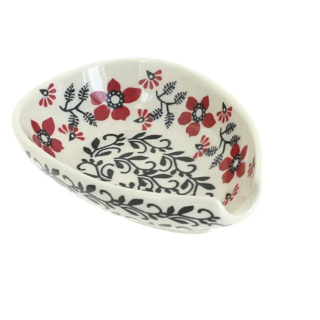 Blue Rose Polish Pottery Scarlett Ivy Small Spoon Rest