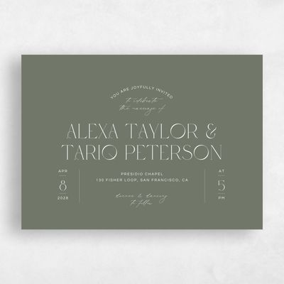 Dark Sage, Green Wedding Invitation - Nash Landscape
