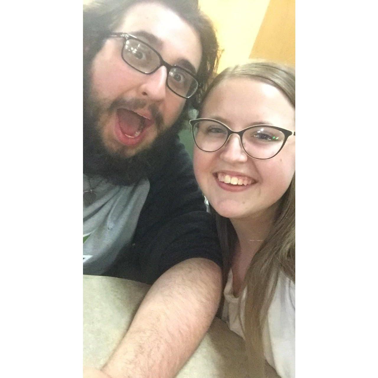 Our first ever picture together, sent to Victoria's Australian host-parents!