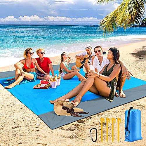 Beach Blanket, Sand Free Waterproof Picnic Blankets Oversized 83" X 79" for 5-8 Adults, Portable Outdoor Beach Mat Lightweight and Durable, Easy to Clean for Camping Travel Hiking
