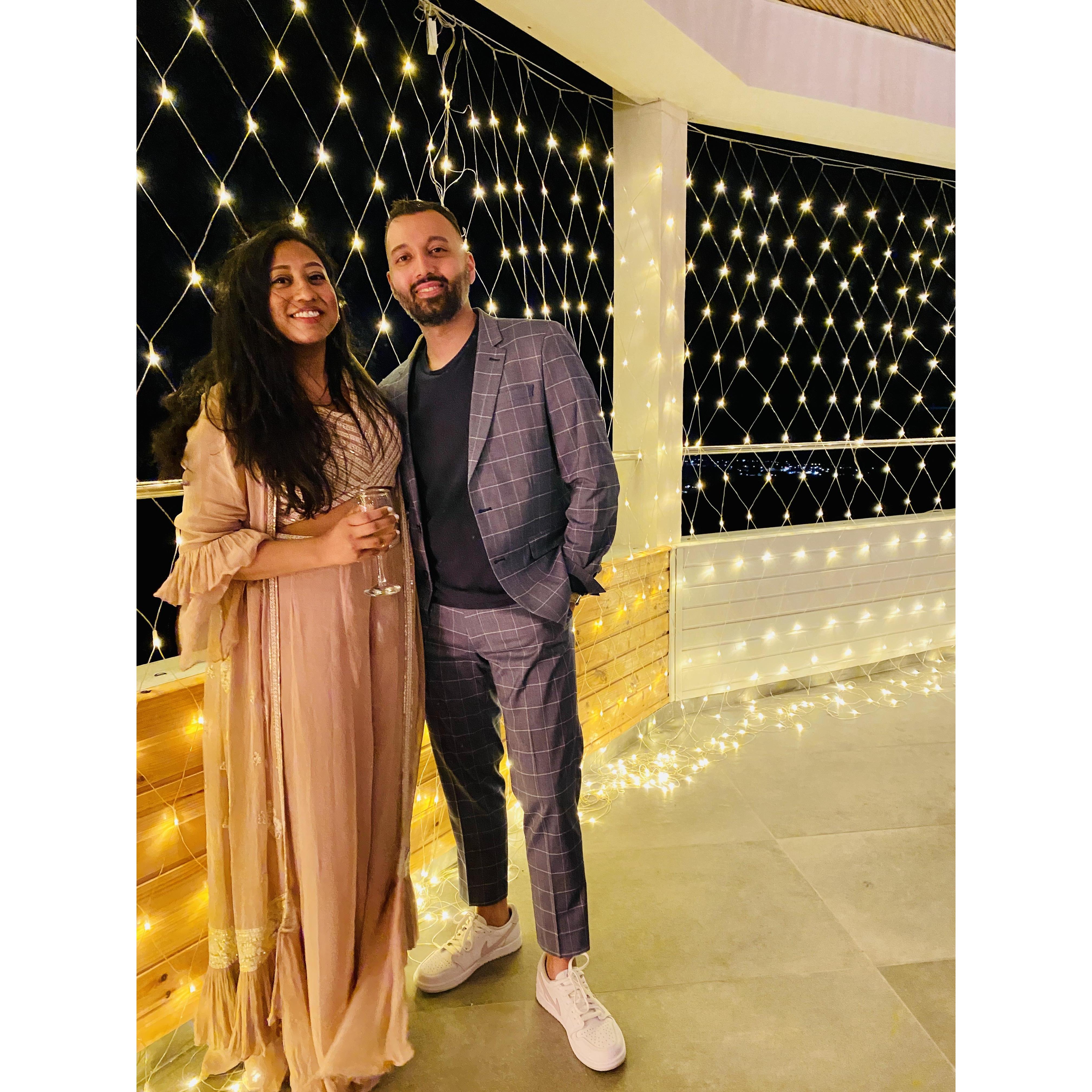 At a friend's wedding in Santorini, Greece.