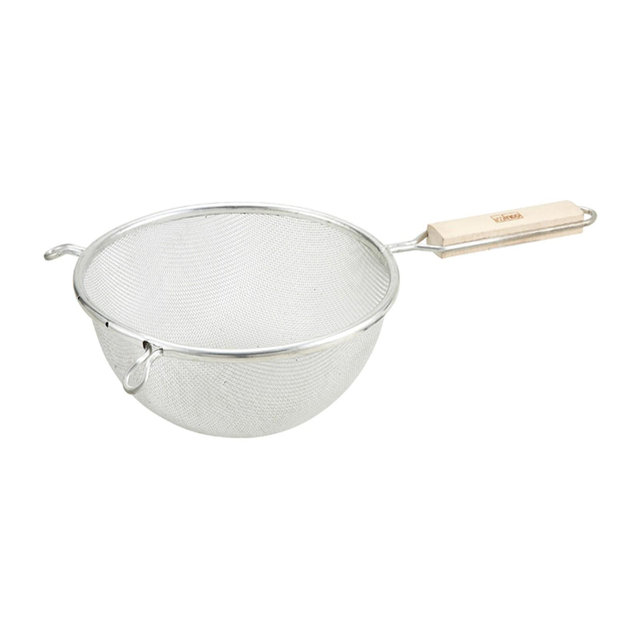 Winco Strainer with Single Fine Mesh, Stainless Steel, Tinned, 6.25"