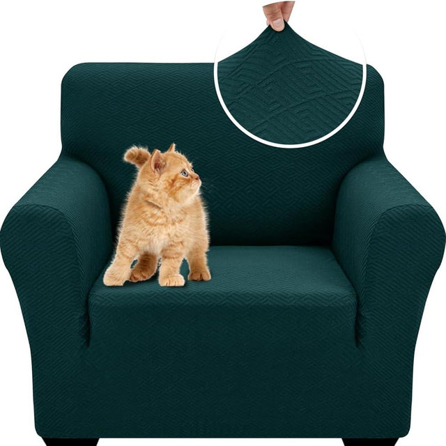 XINEAGE 2026 New Stretch Armchair Covers 1 Piece Chair Slipcovers Chair Protector for Living Room Thick Soft Chair Cover with Elastic Bottom Couch Cover for Pets Kids (31"-46", Blackish Green)