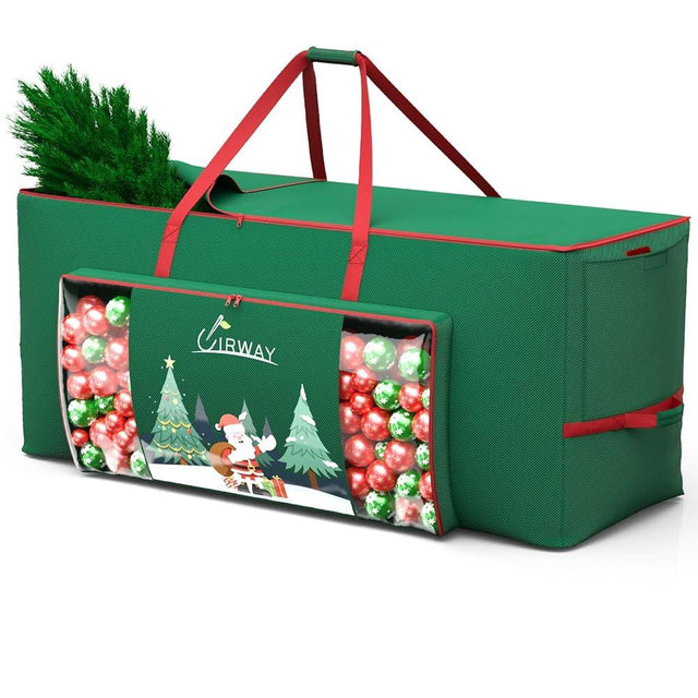 UIRWAY Christmas Tree Storage Bag- Fit for 7.5ft Artificial Trees, 600D Oxford Christmas Tree Bag with Transparent Pouch & Side Pocket, Extra Large Tree Bags with Sturdy Handles & Dual Zipper, Green