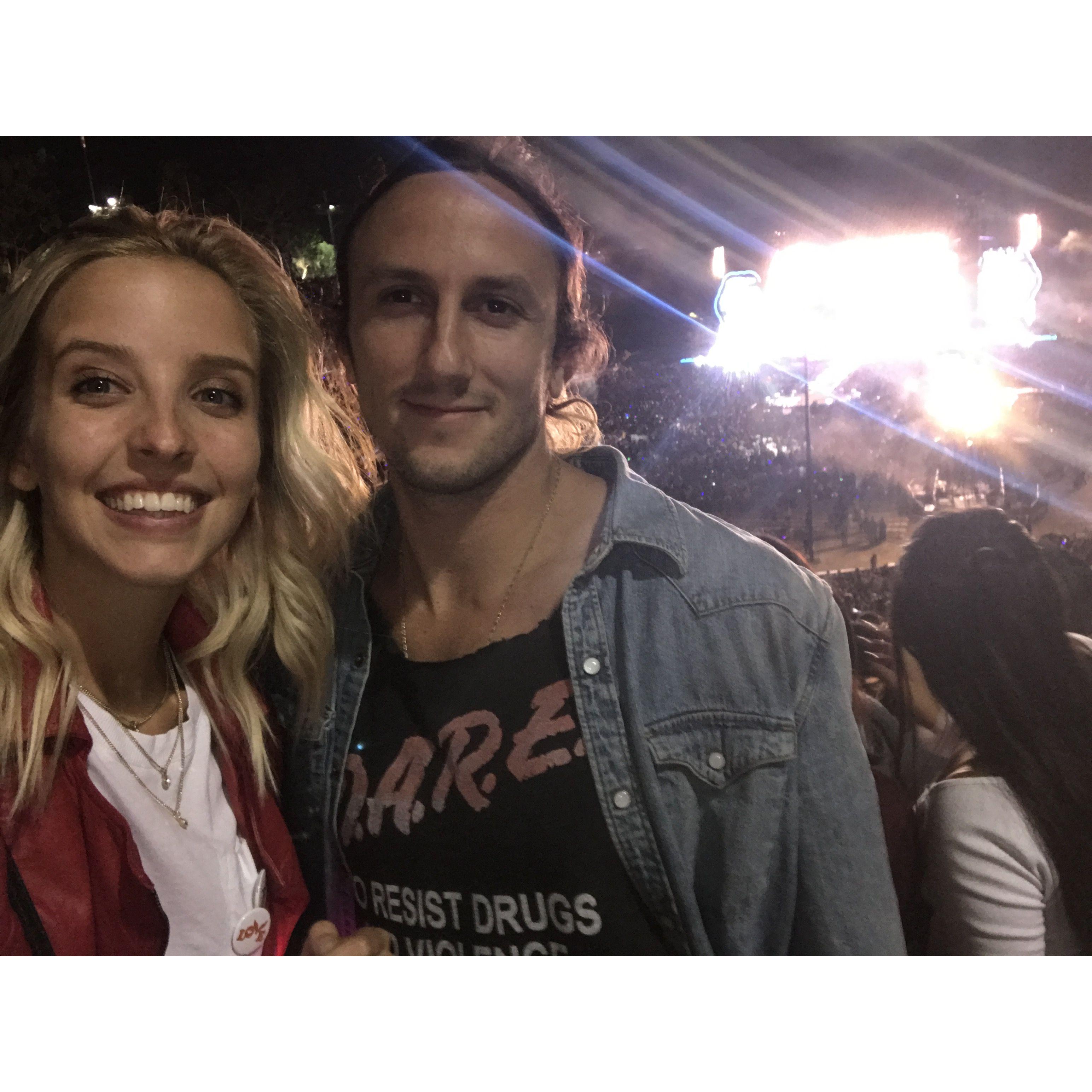 Coldplay at the Rose Bowl in Pasadena, California.