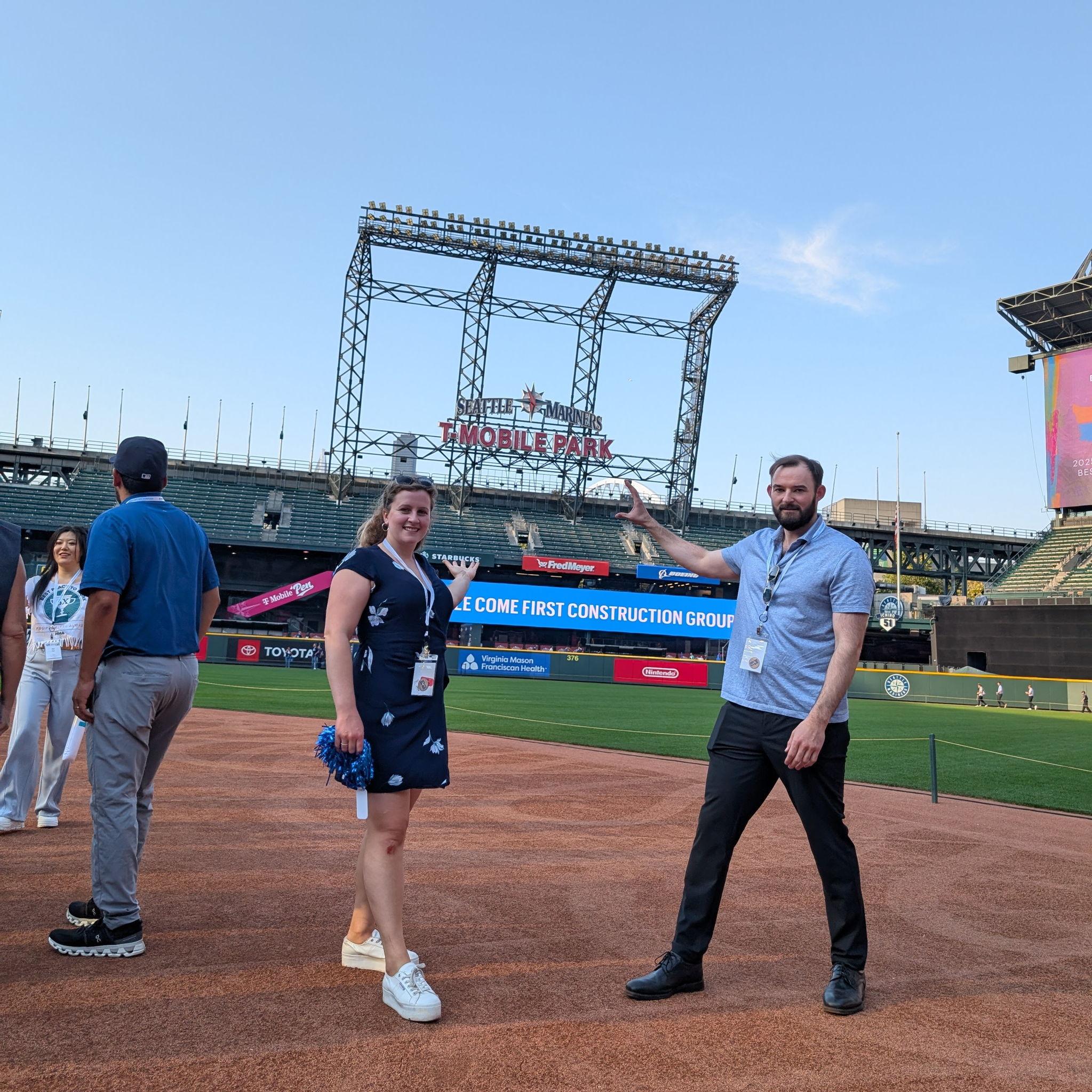 Walking the field at the Mariner's game with Michael's company