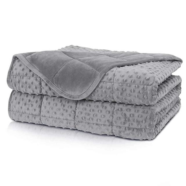 Huloo Sleep Weighted Blanket Queen 15lbs for Adult(60"×80",Gray) Breathable Soft Minky Weighted Throw Blanket for All Season,Heavy Blanket with Premium Glass Beads