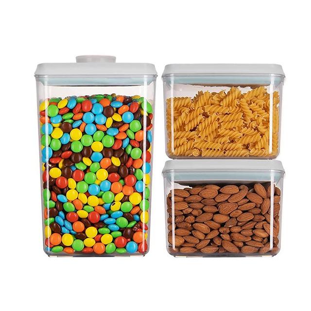 Food Storage Containers, Pop Airtight Food Storage Containers with Lids for Kitchen Pantry Organizing Stackable Food Container For Cereal Snack Sugar Coffee - 3 Pcs (1.2*2 qt, 2.7 qt)