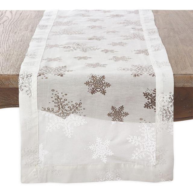 Saro Lifestyle Burnout Snowflake 108-Inch Table Runner in White