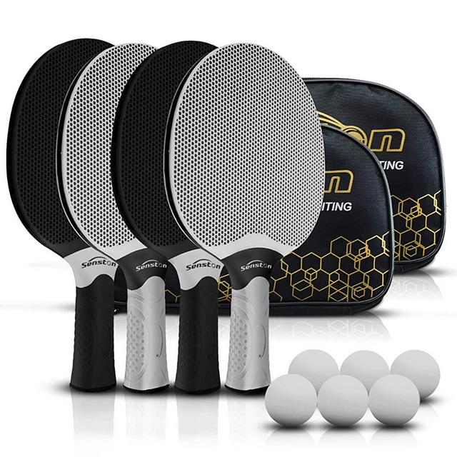 Senston Table Tennis Rackets Set,Professional Ping Pong Paddle Set for 4 Players, Composite Rubber Ping Pong Paddle, Indoor or Outdoor Games.